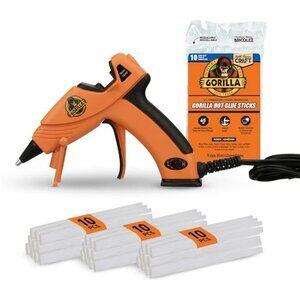 Gorilla Dual Temp Mini Hot Glue Gun Kit with 30 Hot Glue Sticks Precision Orange